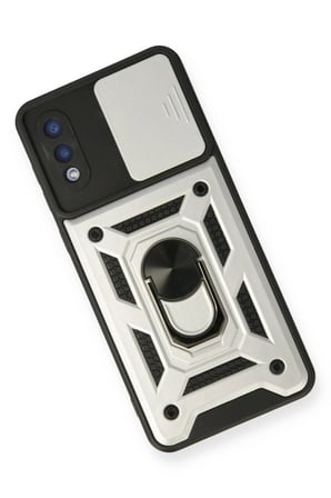 Samsung Galaxy A02 Kılıf Pars Lens Yüzüklü Silikon - Gümüş