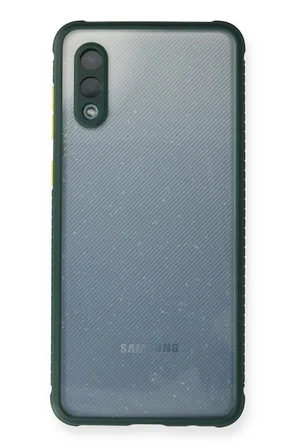 Samsung Galaxy A02 Kılıf Miami Şeffaf Silikon - Koyu Yeşil