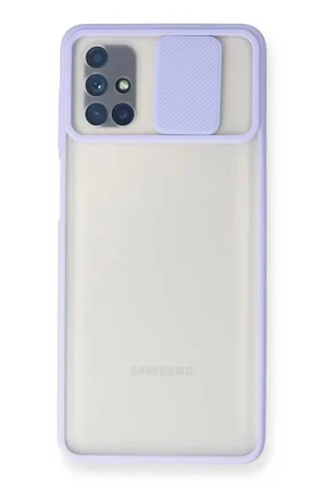 Samsung Galaxy M51 Kılıf Palm Buzlu Kamera Sürgülü Silikon - Lila