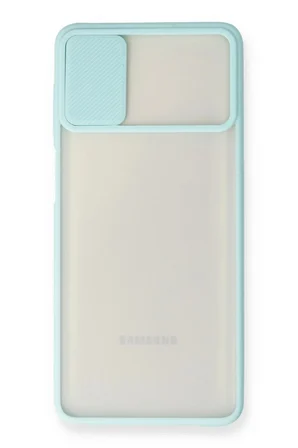 Samsung Galaxy M51 Kılıf Palm Buzlu Kamera Sürgülü Silikon - Turkuaz