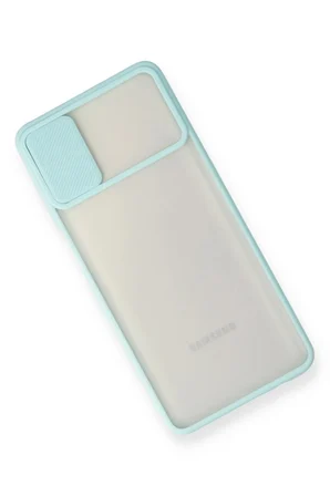 Samsung Galaxy M51 Kılıf Palm Buzlu Kamera Sürgülü Silikon - Turkuaz