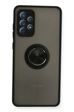 Samsung Galaxy A72 Kılıf Montreal Yüzüklü Silikon Kapak - Siyah