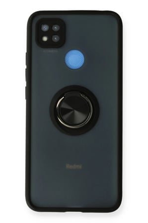 Redmi 9C Kılıf Montreal Yüzüklü Silikon Kapak - Siyah