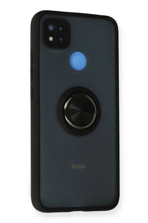Redmi 9C Kılıf Montreal Yüzüklü Silikon Kapak - Siyah