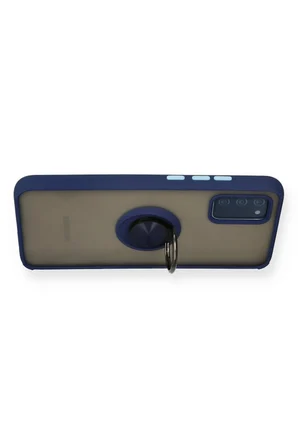 Samsung Galaxy A02S Kılıf Montreal Yüzüklü Silikon Kapak - Lacivert
