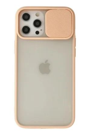 iPhone 12 Pro Max Kılıf Palm Buzlu Kamera Sürgülü Silikon - Pembe