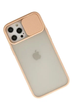 iPhone 12 Pro Max Kılıf Palm Buzlu Kamera Sürgülü Silikon - Pembe