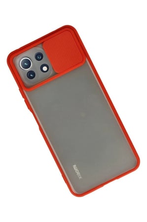 Mİ 11 Lite Kılıf Palm Buzlu Kamera Sürgülü Silikon - Kırmızı