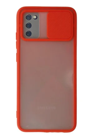 Samsung Galaxy A02S Kılıf Palm Buzlu Kamera Sürgülü Silikon - Kırmızı