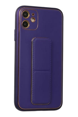 iPhone 12 Kılıf Coco Deri Standlı Kapak - Mor