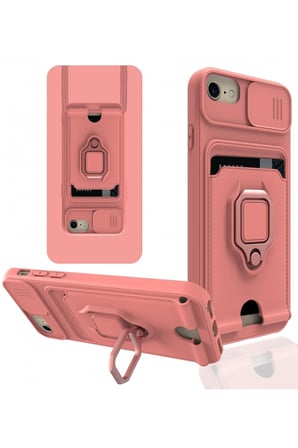 iPhone 6 Kılıf Zuma Kartvizitli Yüzüklü Silikon - Pembe