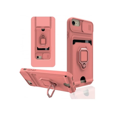 iPhone 6 Kılıf Zuma Kartvizitli Yüzüklü Silikon - Pembe