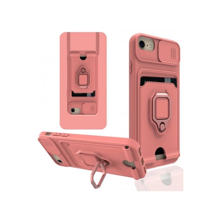 iPhone 6 Kılıf Zuma Kartvizitli Yüzüklü Silikon - Pembe