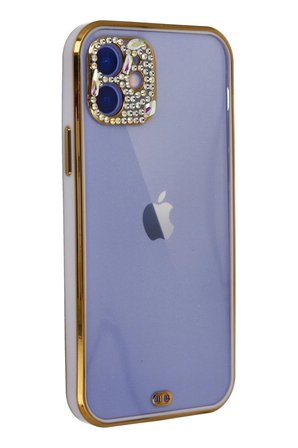 iPhone 12 Kılıf Liva Taşlı Silikon - Mor