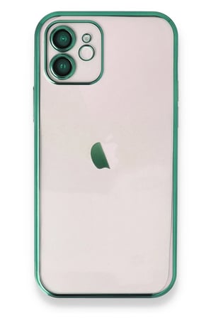 iPhone 12 Kılıf  Lensli Silikon - Yeşil