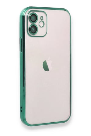 iPhone 12 Kılıf  Lensli Silikon - Yeşil