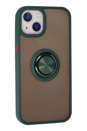 iPhone 13 Kılıf Montreal Yüzüklü Silikon Kapak - Yeşil