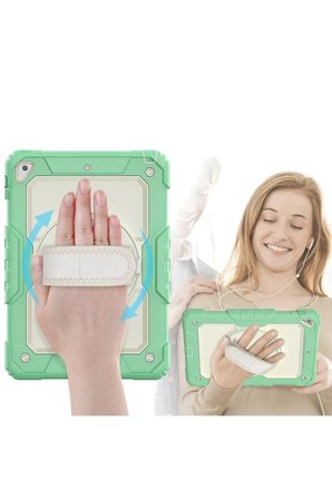 iPad 5 Air 9.7 Kılıf Strap New Tablet Kapak - Yeşil