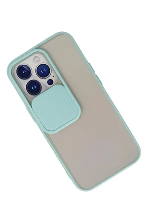 iPhone 13 Pro Kılıf Palm Buzlu Kamera Sürgülü Silikon - Turkuaz