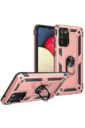 Samsung Galaxy A03S Kılıf Sofya Yüzüklü Silikon Kapak - Rose