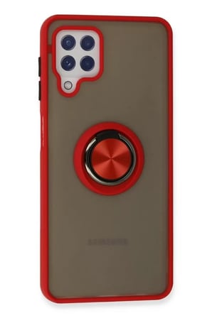 SamsungGalaxyA22KılıfMontrealYüzüklüSilikonKapak-Kırmızı