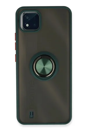 Realme C11 2021 Kılıf Montreal Yüzüklü Silikon Kapak - Yeşil