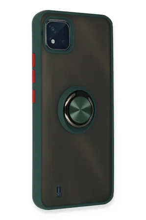 Realme C11 2021 Kılıf Montreal Yüzüklü Silikon Kapak - Yeşil
