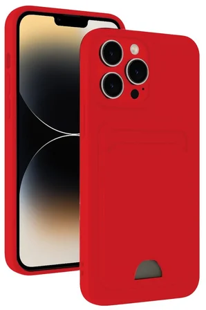 iPhone 13 Pro Kılıf Kelvin Kartvizitli Silikon - Kırmızı
