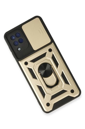 Samsung Galaxy A22 Kılıf Pars Lens Yüzüklü Silikon - Gold