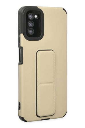 Samsung Galaxy A03S Kılıf Mega Standlı Silikon - Gold