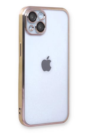 iPhone 14 Kılıf  Lensli Silikon - Gold