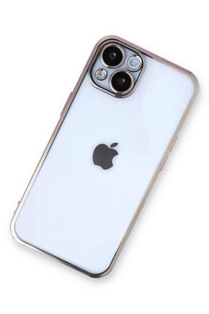 iPhone 14 Kılıf  Lensli Silikon - Gold