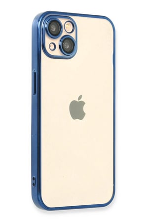 iPhone 14 Kılıf  Lensli Silikon - Açık Mavi