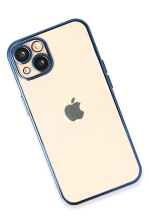 iPhone 14 Kılıf  Lensli Silikon - Açık Mavi