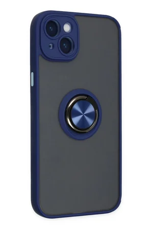 iPhone 14 Kılıf Montreal Yüzüklü Silikon Kapak - Lacivert