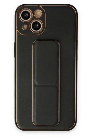 iPhone 14 Plus Kılıf Coco Deri Standlı Kapak - Siyah