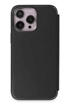 iPhone 13 Pro Max Kılıf Dolpin Kapaklı - Siyah