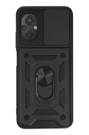 Poco M5 Kılıf Pars Lens Yüzüklü Silikon - Siyah