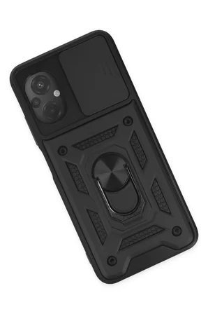 Poco M5 Kılıf Pars Lens Yüzüklü Silikon - Siyah