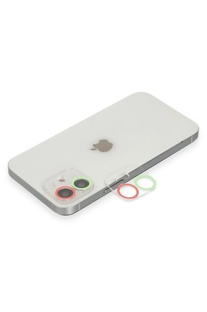 iPhone 12 Renkli Kamera Lens Koruma Cam - Yeşil-Pembe