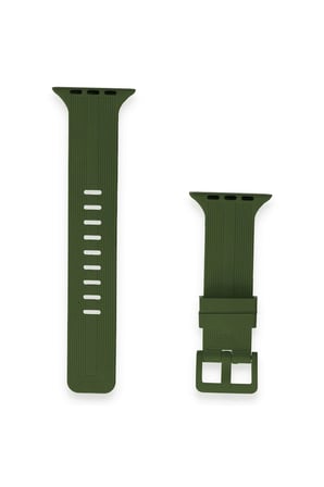 Watch 38mm KR408 Çizgili Silikon Kordon - Koyu Yeşil