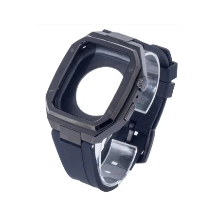 Watch 44mm KR402 Metal Kasa Silikon Kordon - Siyah
