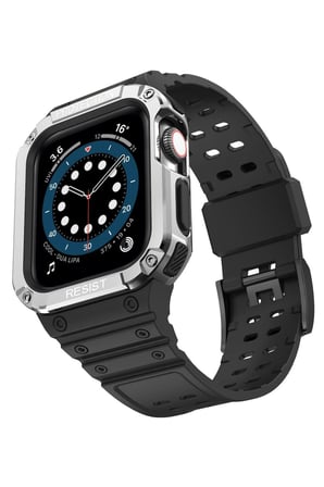 Watch 42mm KR401 Silikon Kordon - Siyah-Gümüş