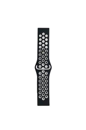 Watch 22mm Spor Delikli Kordon - Siyah-Beyaz