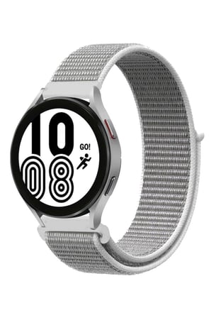 Samsung Galaxy Watch 4 Hasırlı Cırtcırtlı Kordon - Beyaz
