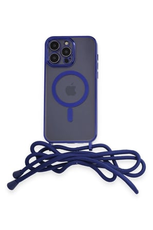 iPhone 13 Pro Max Kılıf Divo Lazer Askılı Magsafe Kapak - Mavi