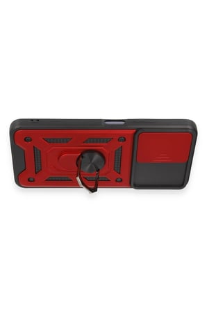 Mey İthalat®   Redmi Note 12 5G Kılıf Pars Lens Yüzüklü Silikon - Kırmızı