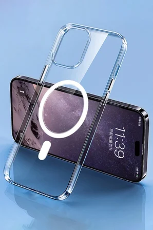 iPhone 14 Pro Max Kılıf Tron Şeffaf Magsafe Kapak - Şeffaf