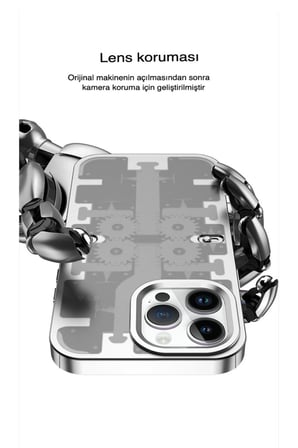 iPhone 13 Pro Kılıf Mekanik Bumper Kapak - Gümüş