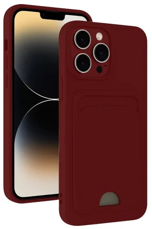 iPhone 15 Pro Max Kılıf Kelvin Kartvizitli Silikon - Bordo